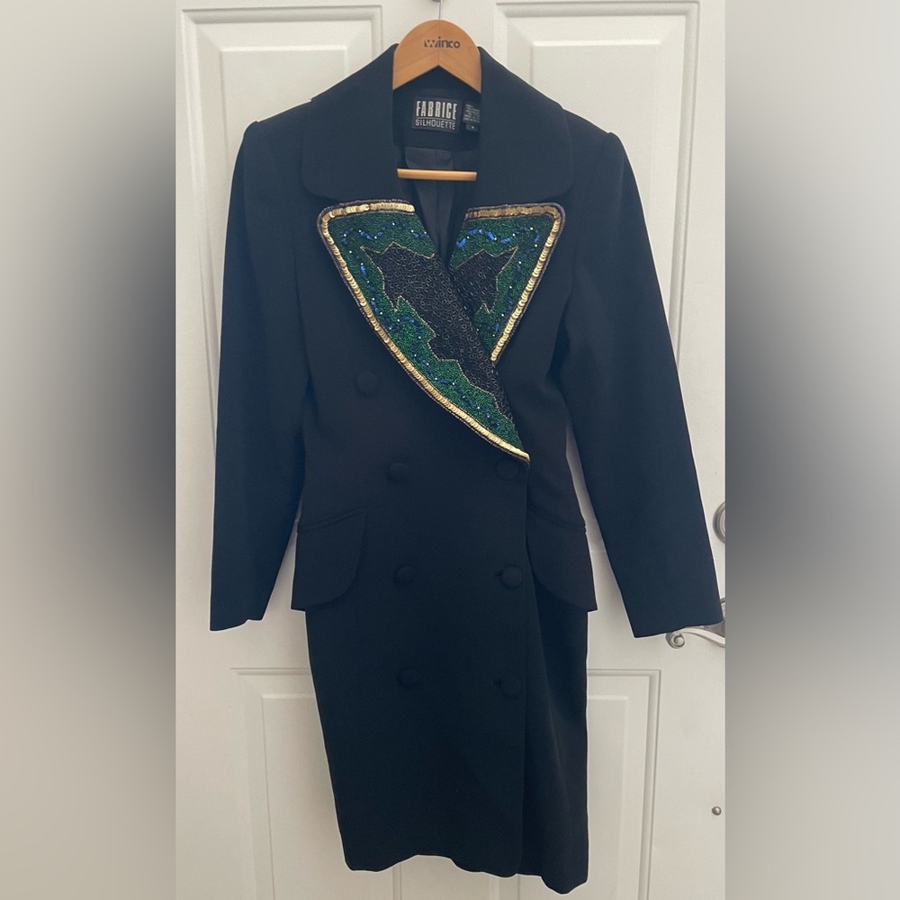 FABRICE BEADED LAPEL COAT DRESS